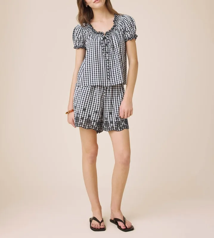 Draped Gingham  Shorts