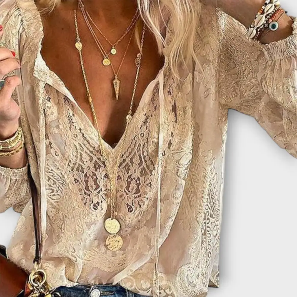 Flowing Lace Detail Everyday Blouse