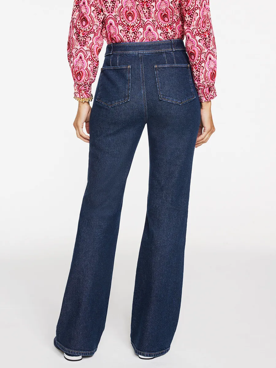 Women'S Retro-Style Flared Denim Trousers