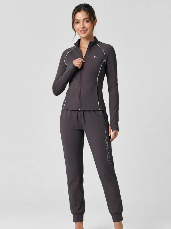Women's Athletic Fitness Pink Mountain Graphic Tracksuit