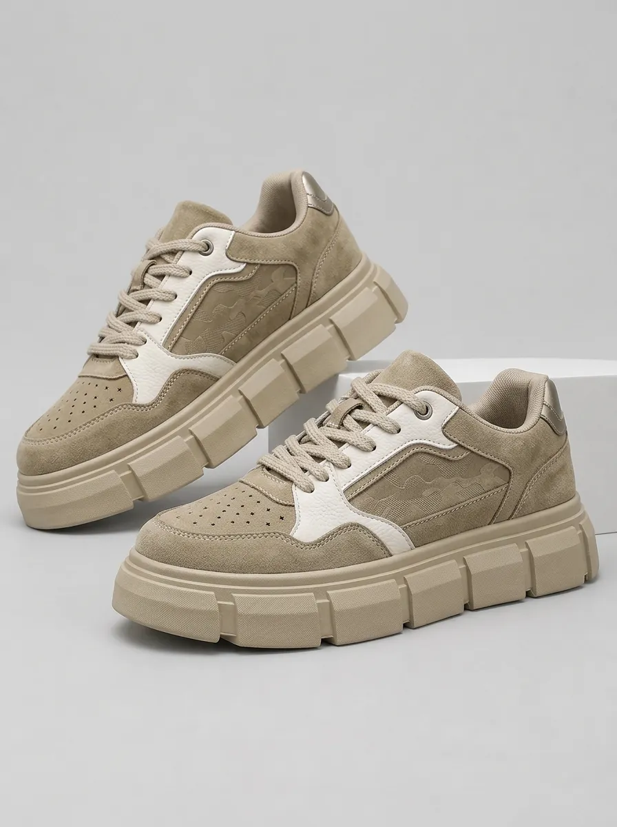 Men's Casual Camo Pattern Suede Skate Shoes