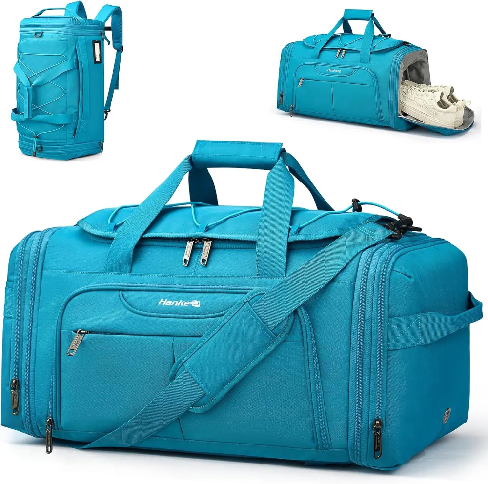Hanke Expandable Carry On Duffle Bag for Travel 45L-55L Grey