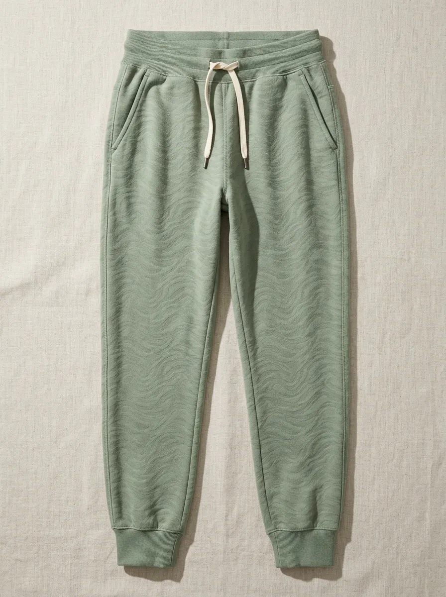 Women's Sage Green Wavy Texture Printed Joggers