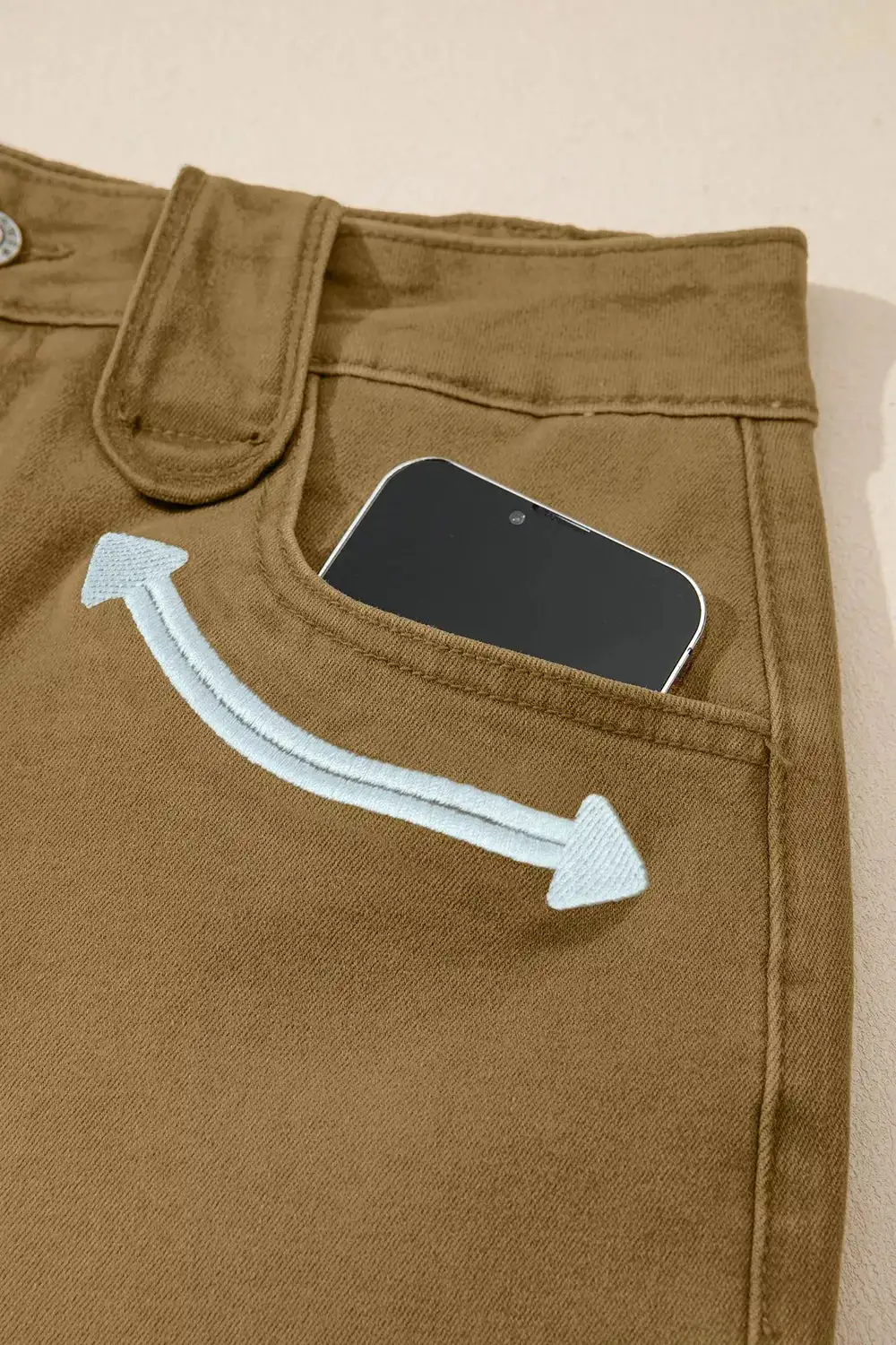 Pocketed Cotton Denim Shorts