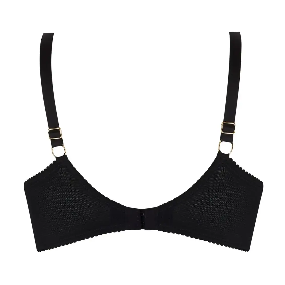 Women's Underwire Embroidery Mesh Sheer Detail Balconette Bra