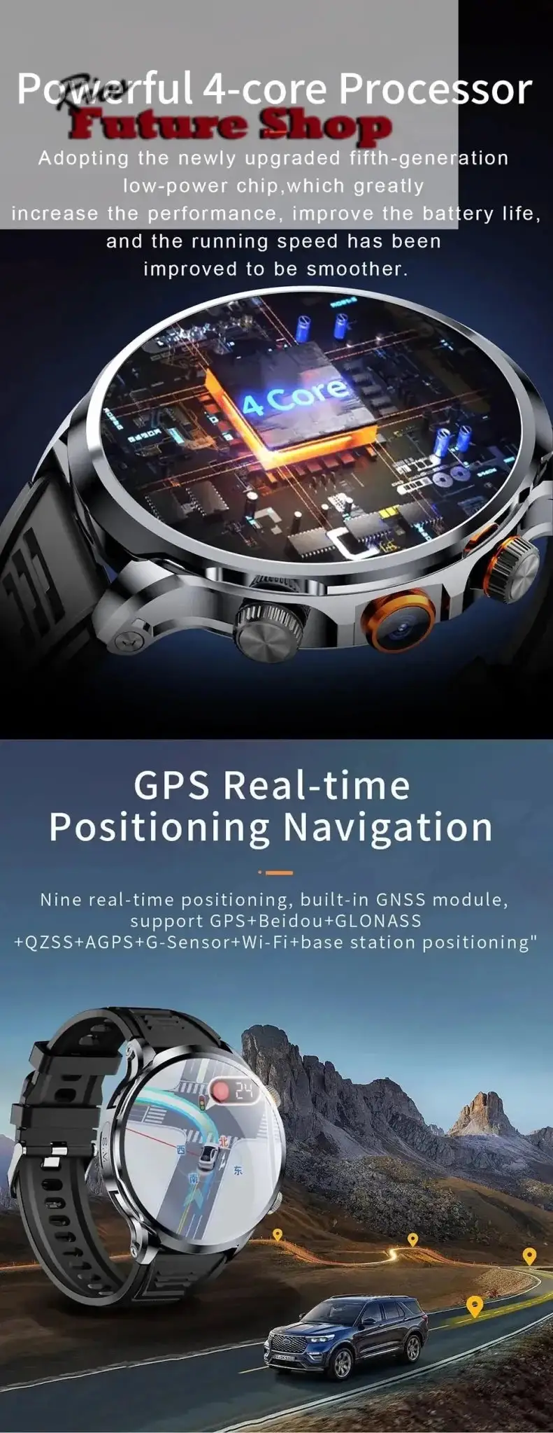 2025 new 4G Android smartwatch 1.95 inch IPS 360*360 screen with 200w camera GPS WiFi 32GB ROM smartwatch with 1100mAh battery