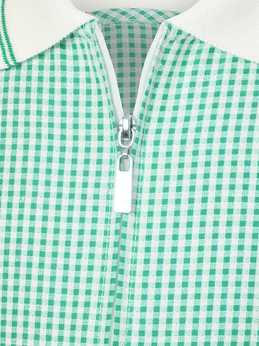Green Gingham Girls School Playsuit 2 Pack