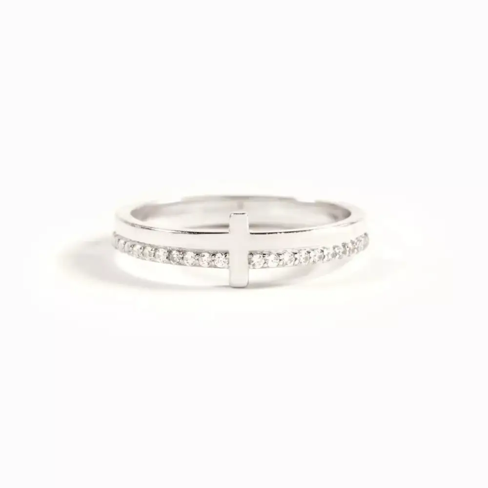 Gold-Plated Sterling Cross Ring