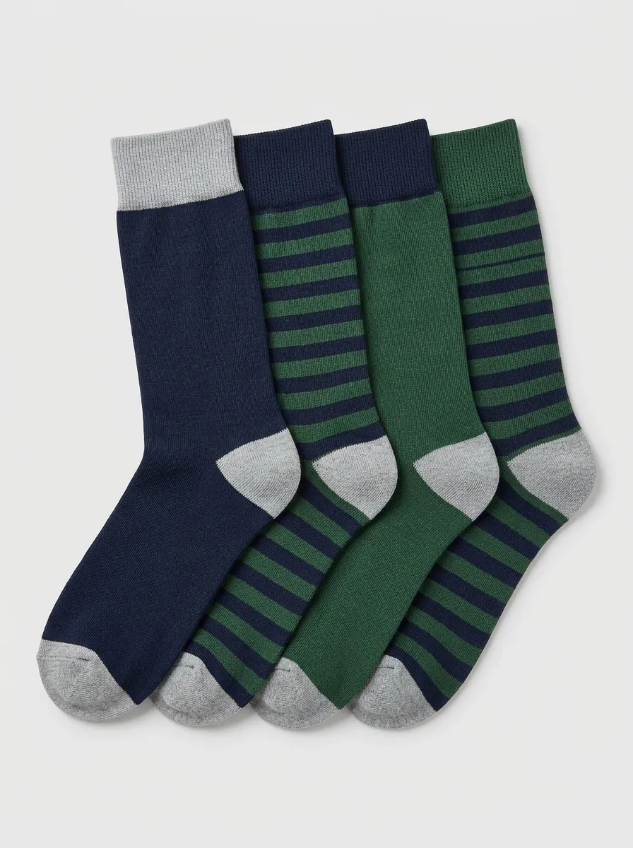 Daily Striped Printed Essential Men's Four Pair Socks
