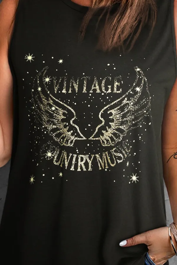 Graphic Round Neck Tank Top