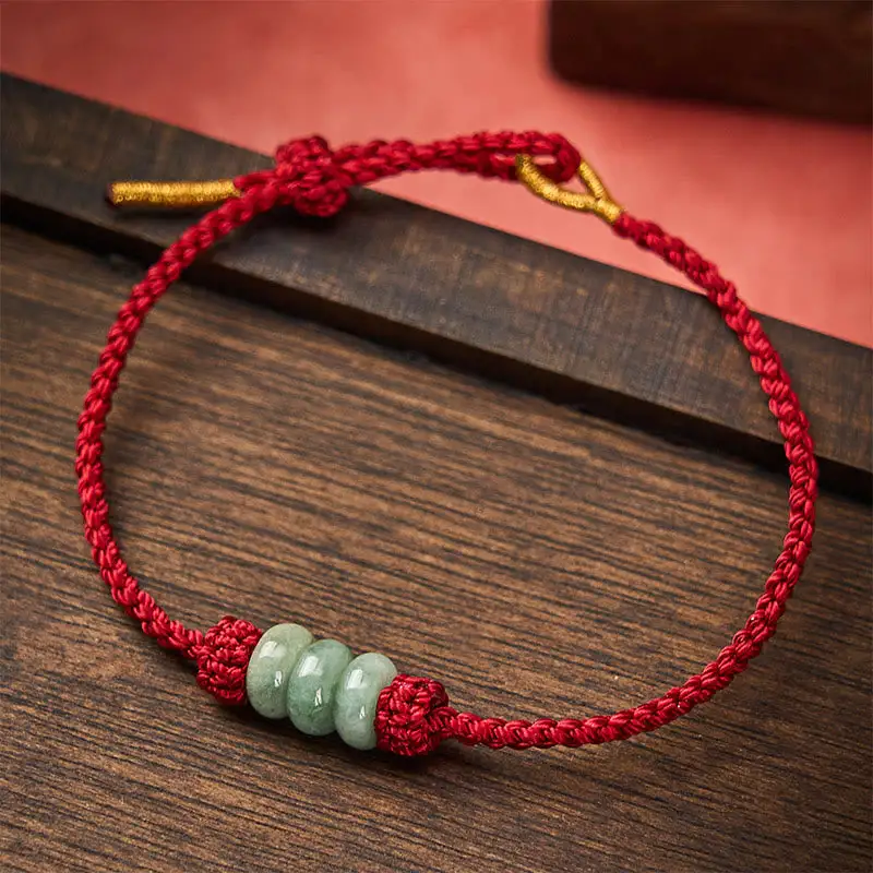 Handmade Braided String Jade Beads Adjustable Diy Bracelet