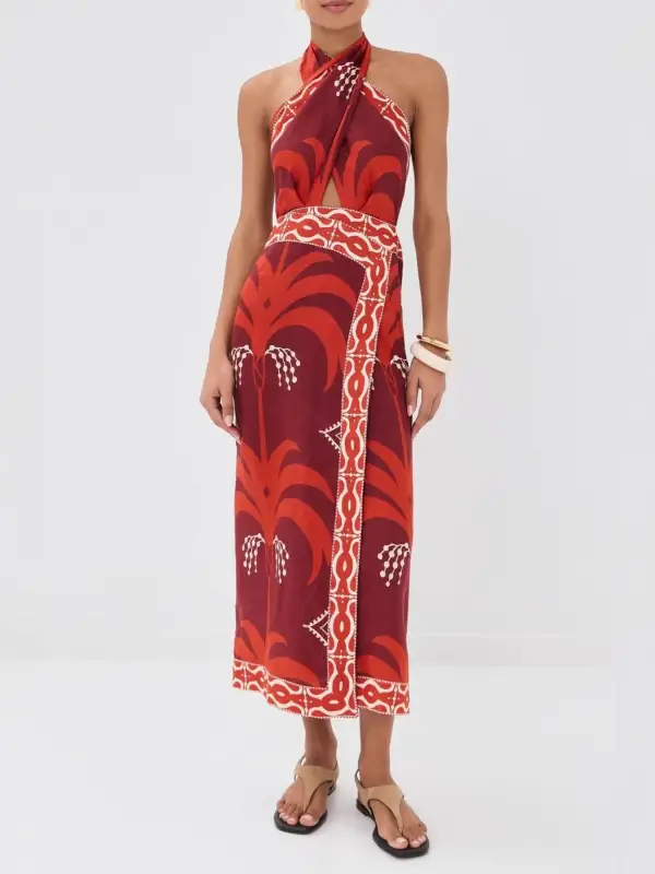 Printed Wrap Dress Casual