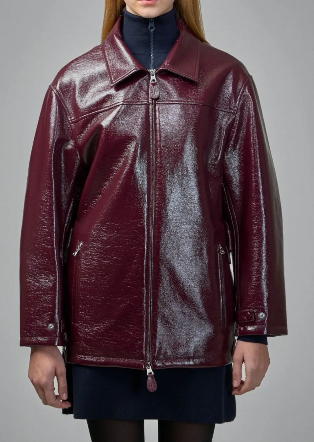 Zip-Front Clean-Line Bomber Jacket