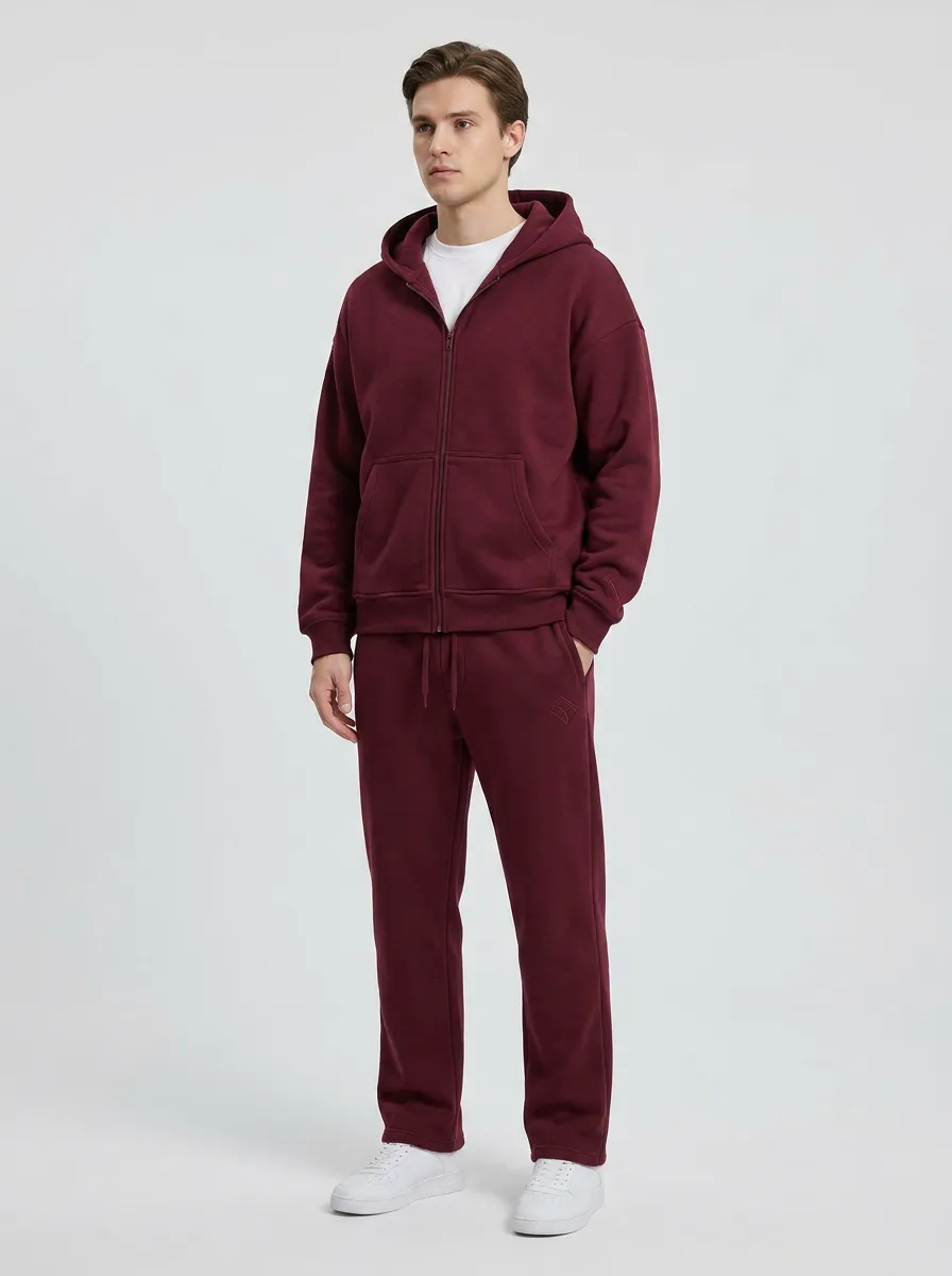 Unisex Versatile Sweatpants Zip-Up Hoodie Jogger Set