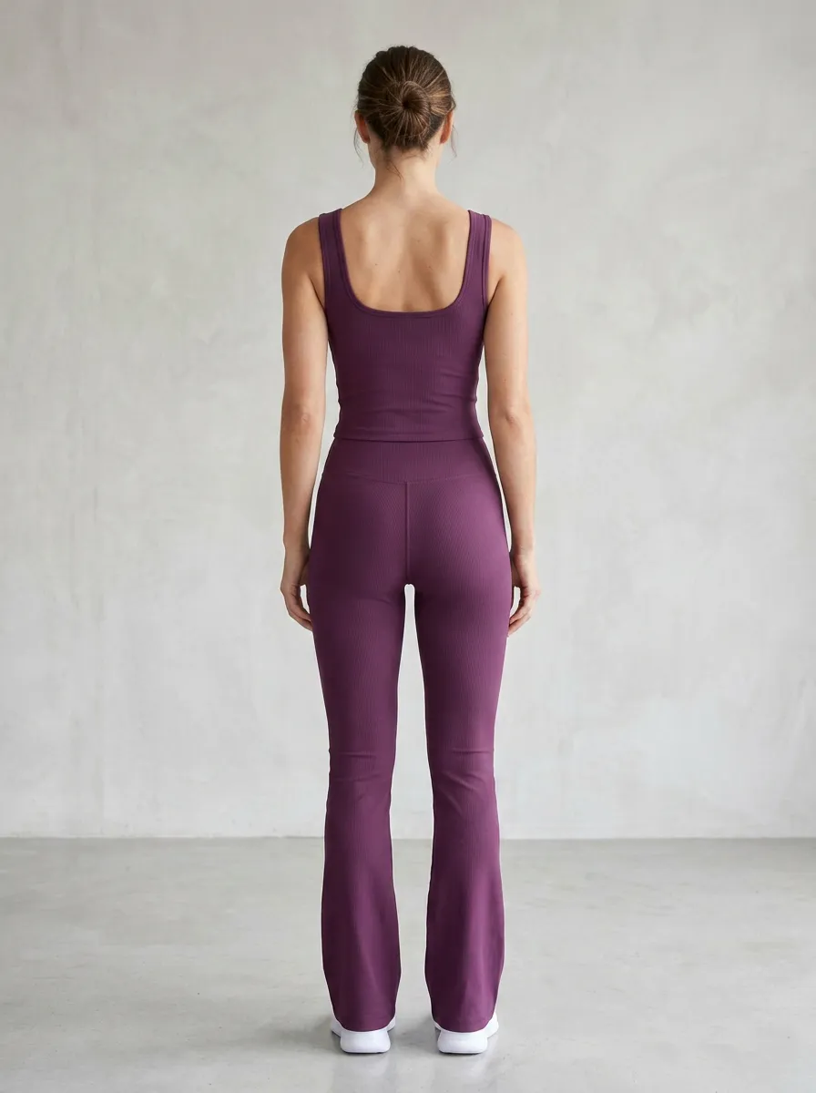 Active Ribbed Women's Tank Top Flare Pants Active Set