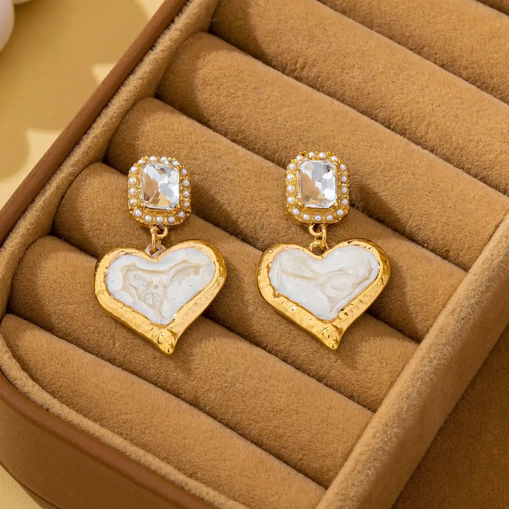 Marbled namel Heart Crystal Drop