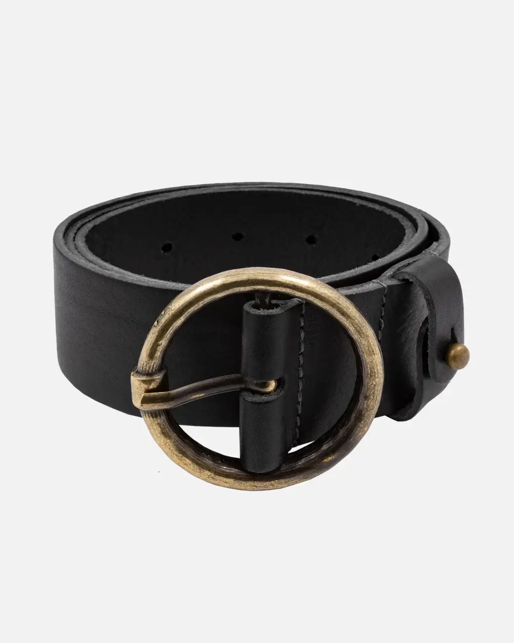 Vintage Round Buckle Leather Waist Belt