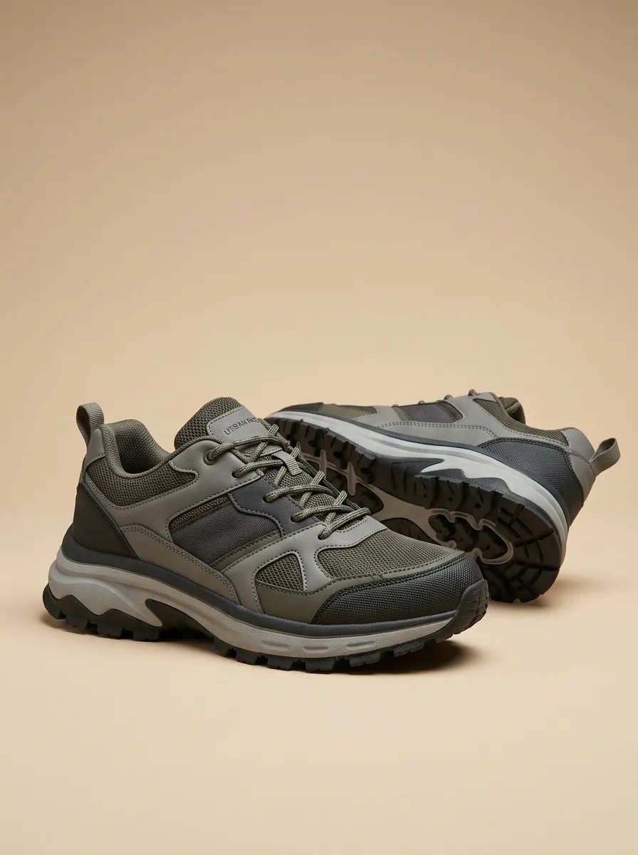 Casual Style Hiking-Inspired Mesh-Panel Casual Sneakers
