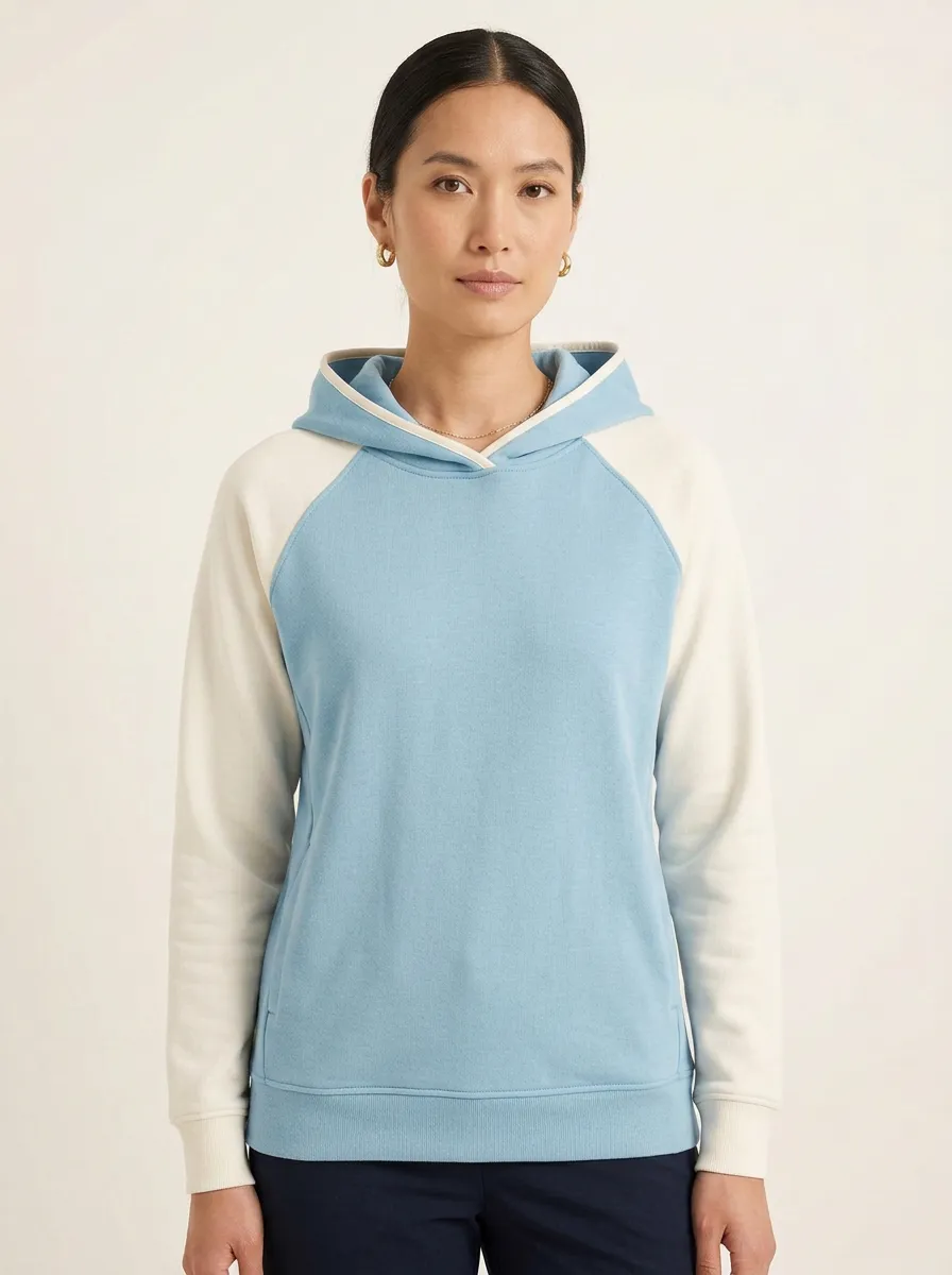 Women's Raglan Colorblock Side-Pocket Contrast-Trim Hoodie