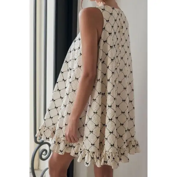 Ruffled Hem Bow Sleeveless Mini Dress