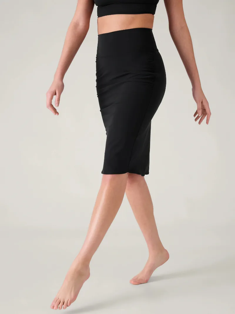 Fitted Midi Skirt For Sleek Casual Style
