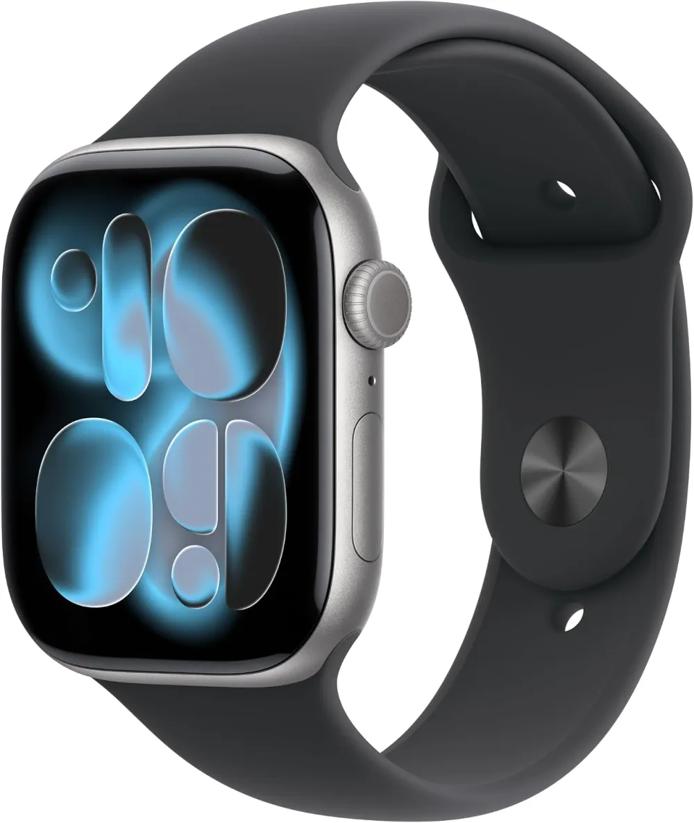 Apple Watch Series 11 [GPS 42mm] Smartwatch with Jet Black Aluminum Case with Black Sport Band - S/M. Sleep Score, Fitness Tracker, Health Monitoring, Always-On Display, Water Resistant