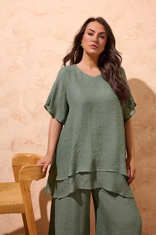 Khaki Green Double Layer Top