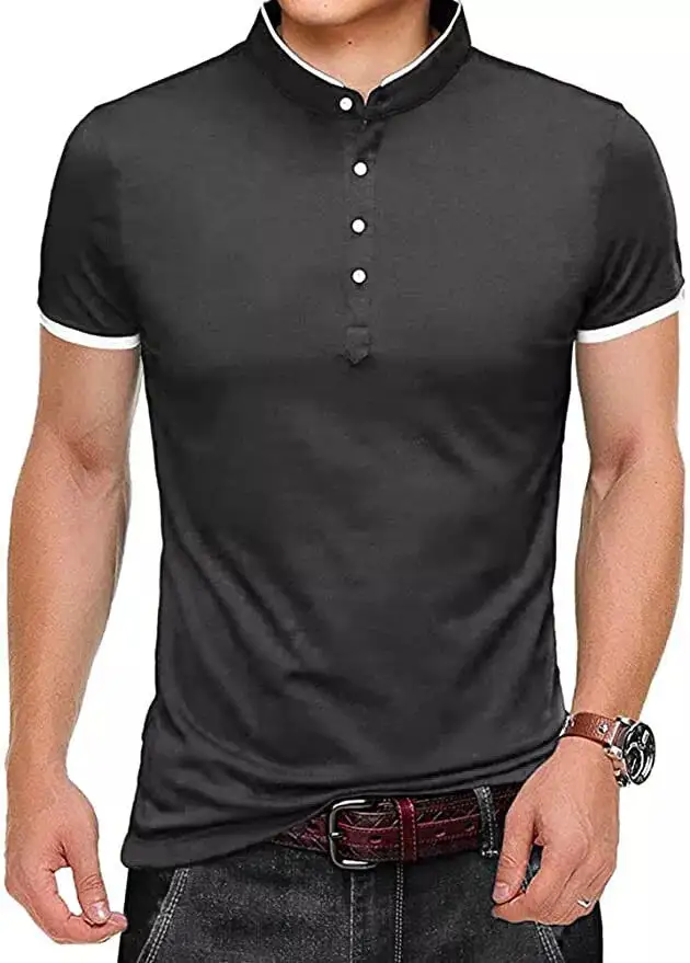 Classic Mandarin Collar Grandad Collar Polo Collar Polo Shirt