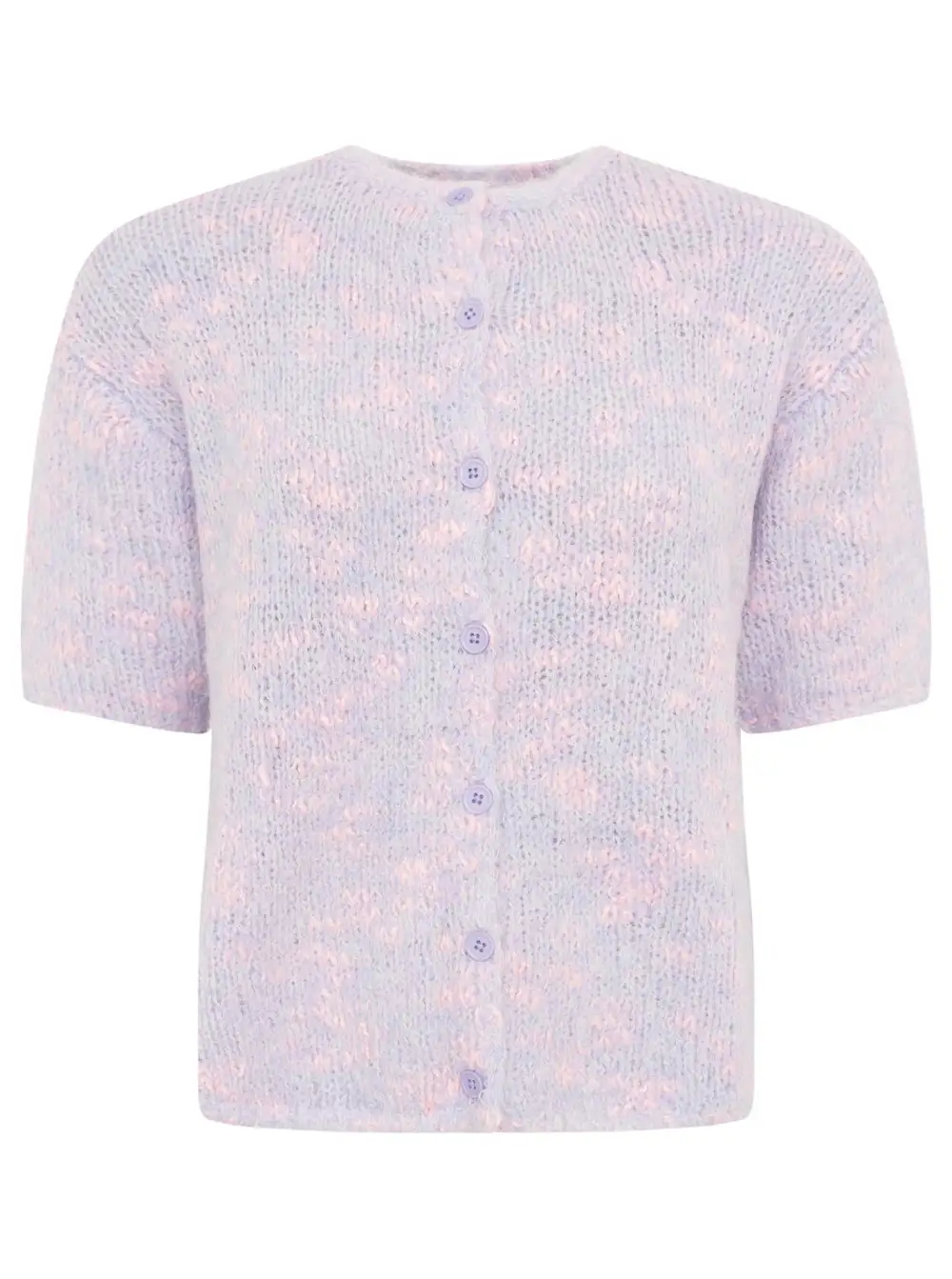 Wool Cropped Heart Pattern Cardigan