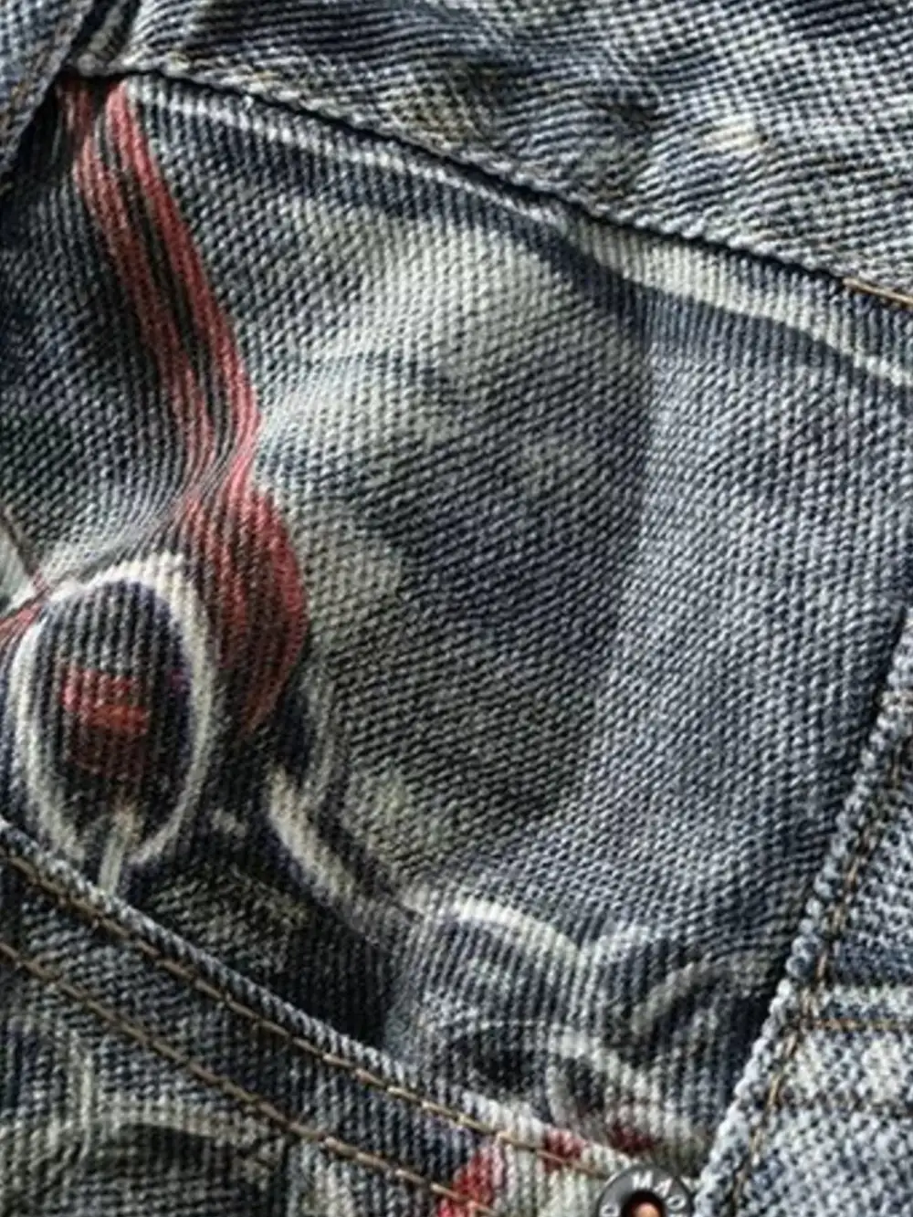 Chain Print Vintage Inspired Washed Denim Shorts