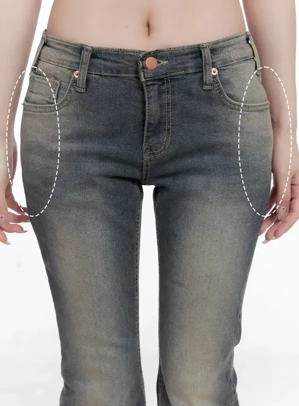 Low-Rise Flare Hip Pad Jeans