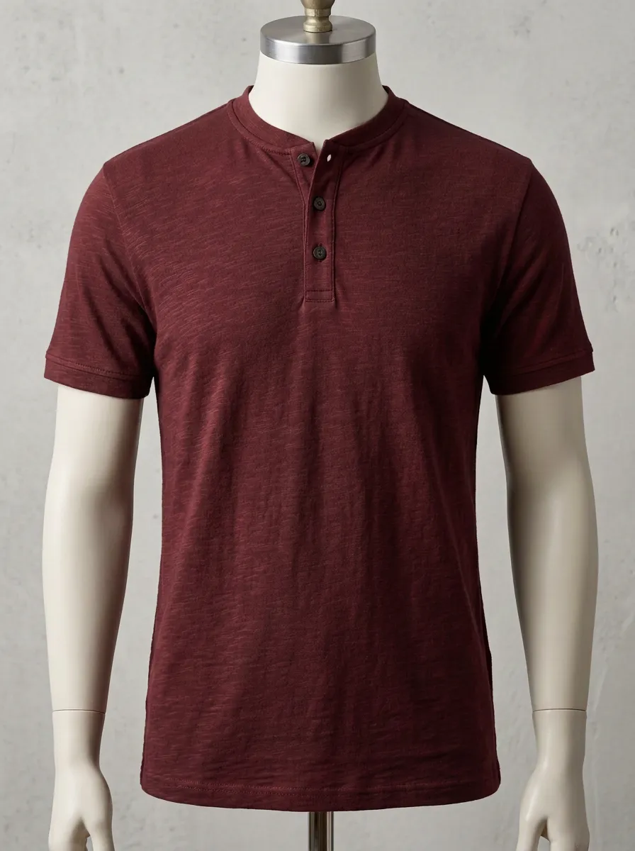 Modern Button-Placket Men's Short-Sleeve Henley Shirt