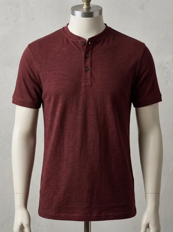 Modern Button-Placket Men's Short-Sleeve Henley Shirt