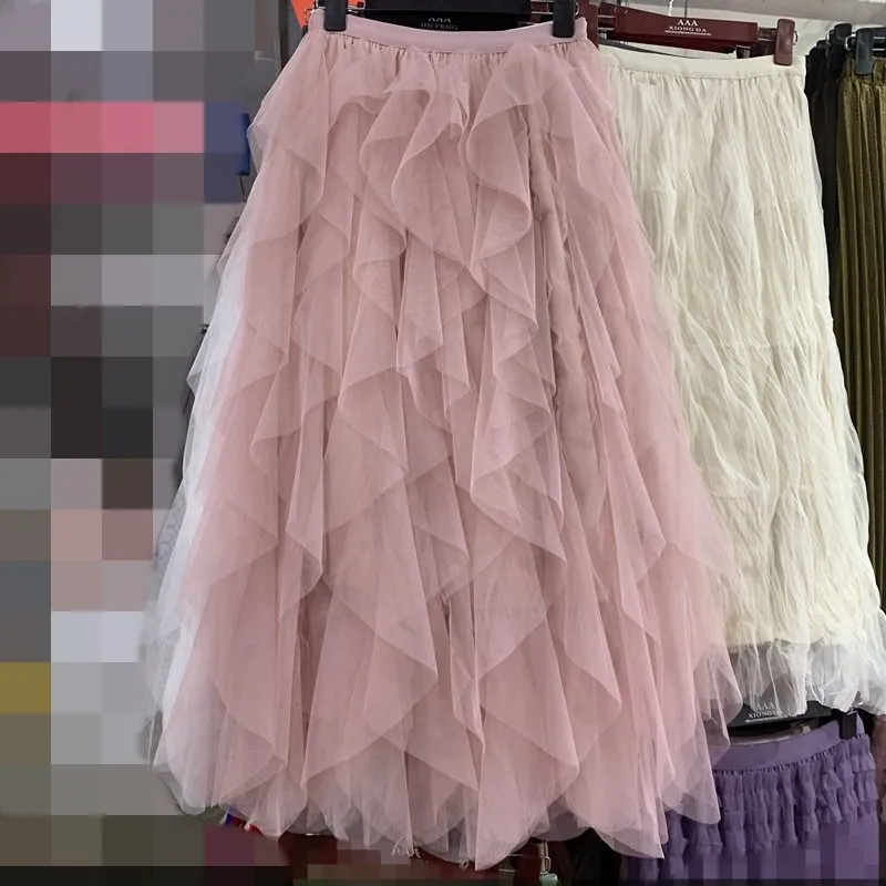 Comfort Irregular Multi-Layer Mesh Skirt