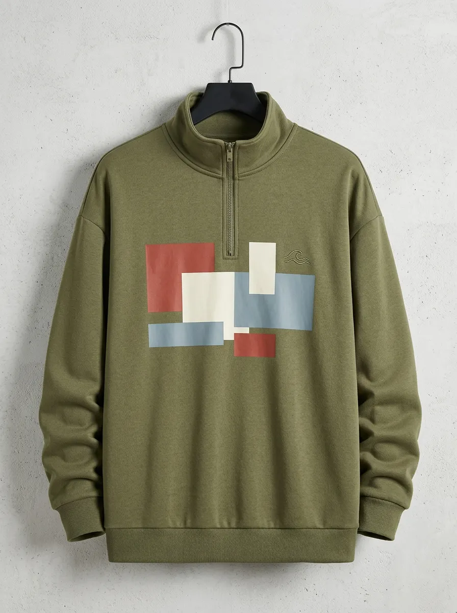Half-Zip Half-Zip Geometric Abstract Men's Half-Zip Sweatshirt