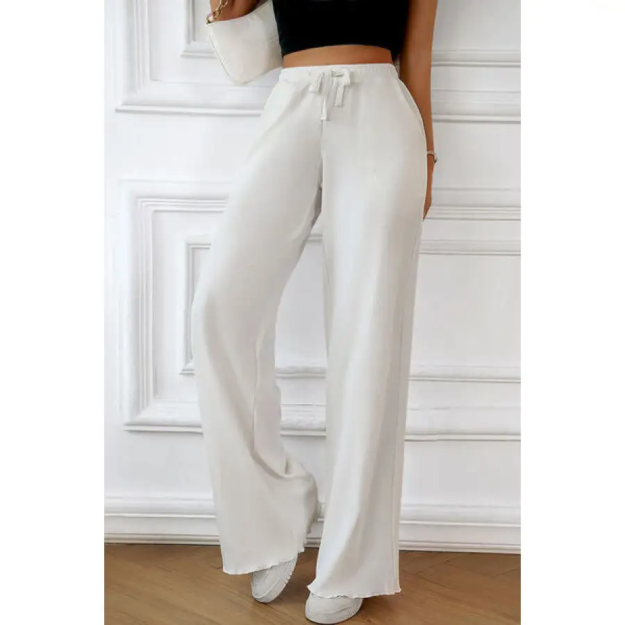 Drawstring Wide Leg Pants with Pocketed