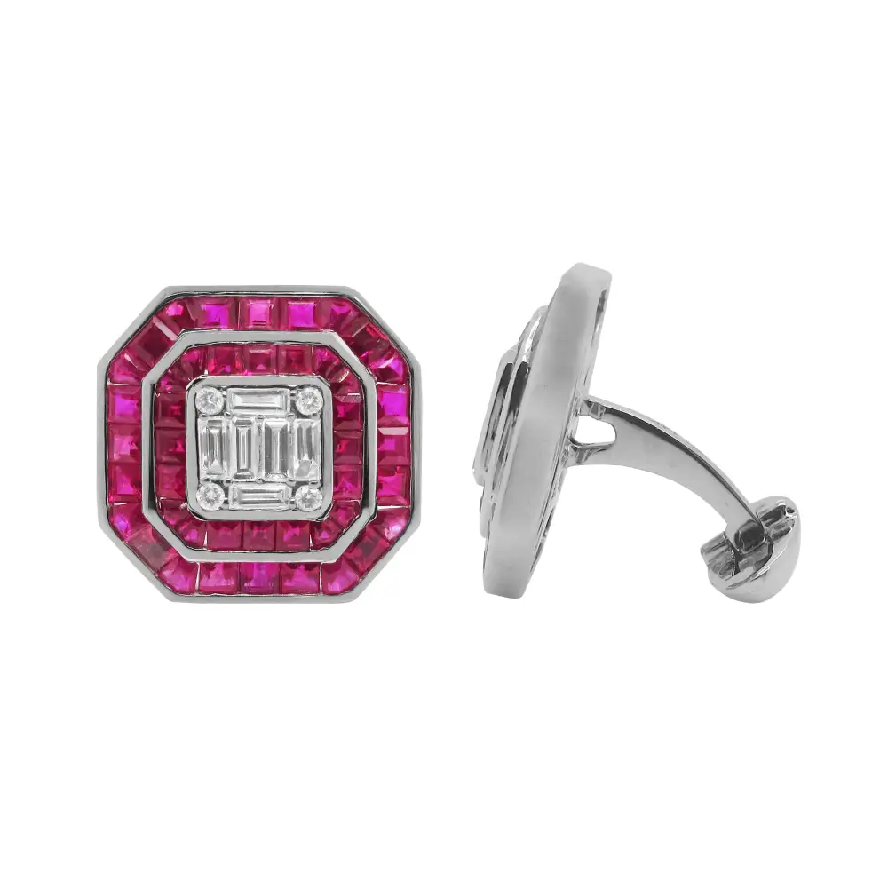 Refined Diamond Ruby Cufflinks