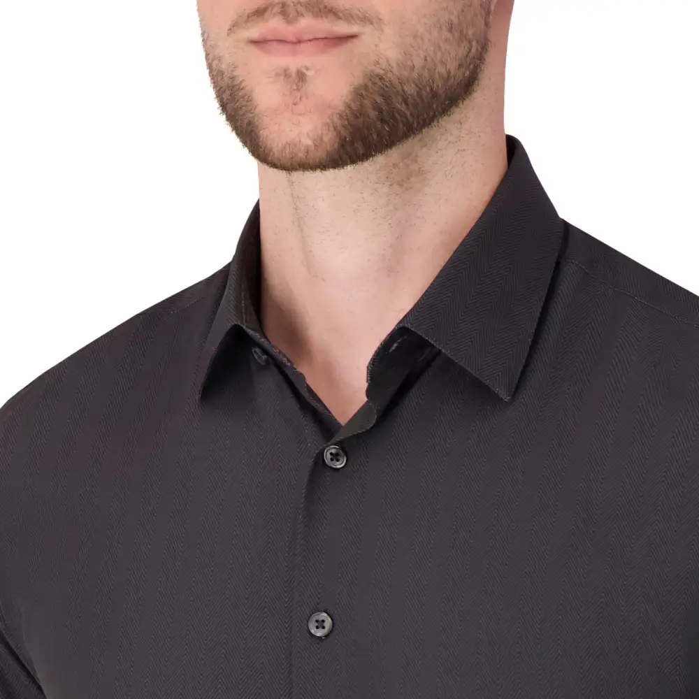 Herringbone Four-Way-Stretch Modern-Fit Men's Dress Shirt