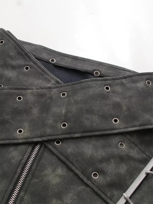 Faux Leather Pocket Detail Skirt