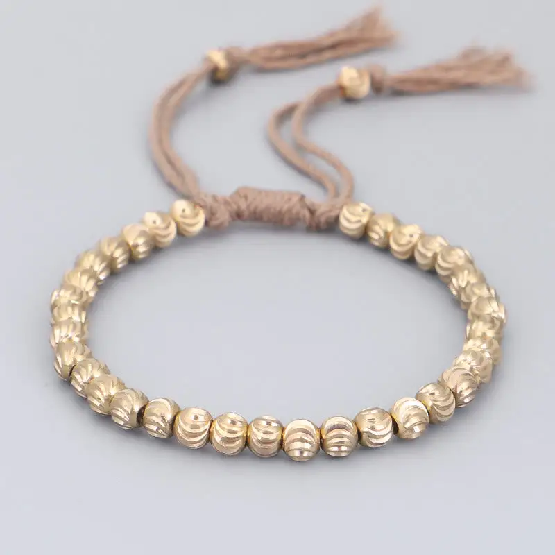 Handmade Copper Bead String Bracelet