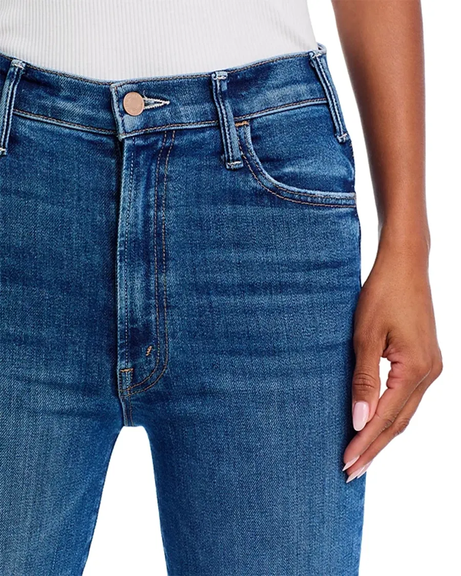 Belt Loops High Rise Flare Leg Ankle Jeans
