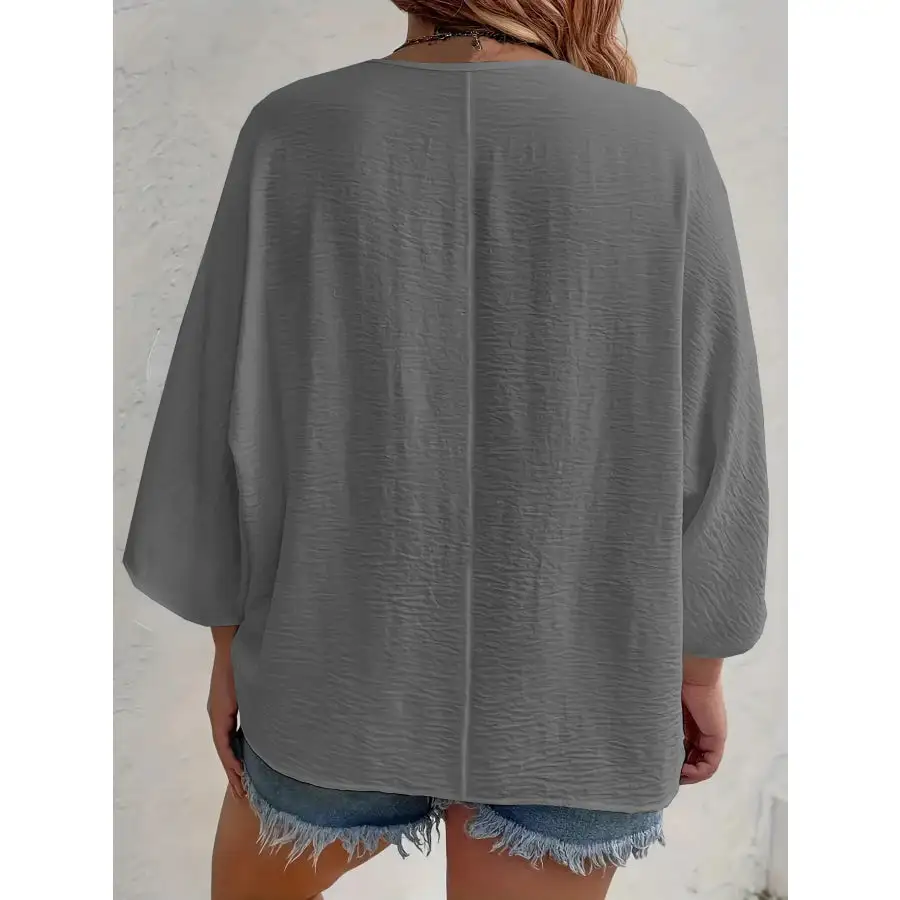 Full Size V Neck Button Down Shirt Plus Size