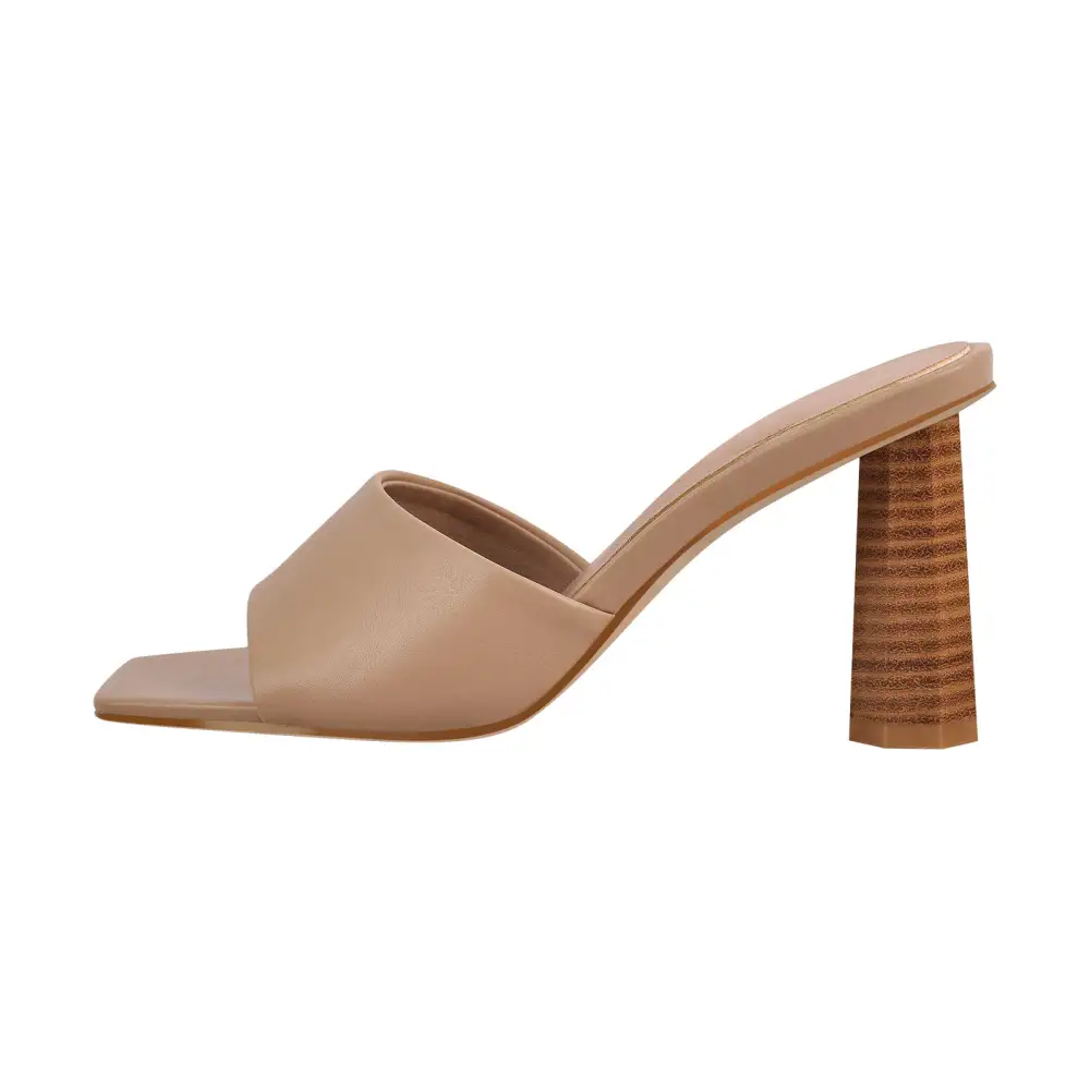 Square Open Toe Mule Chunky Heel Sandals