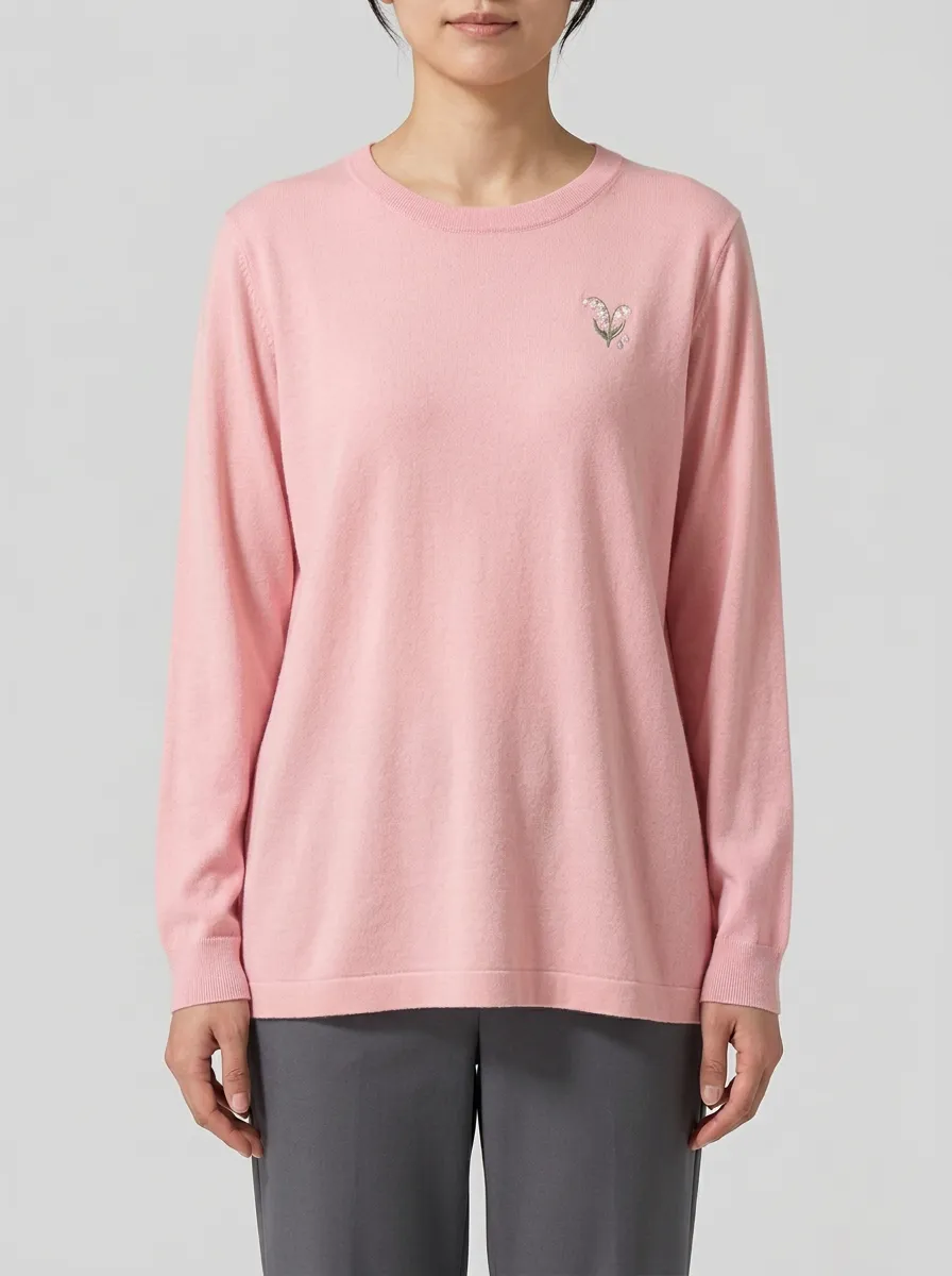 Women's Embroidered Crew-Neck Sweater