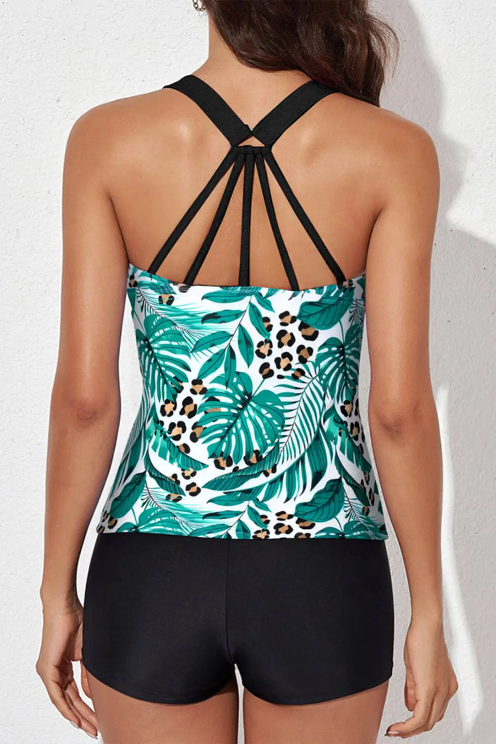 Swimwear Geometric Leopard Abstract Backless Sheath Active Bikinis Tops