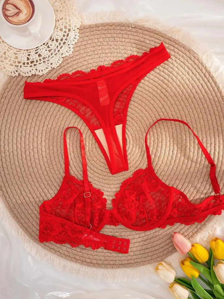 Delicate Lace Sheer Bra And Panty Set