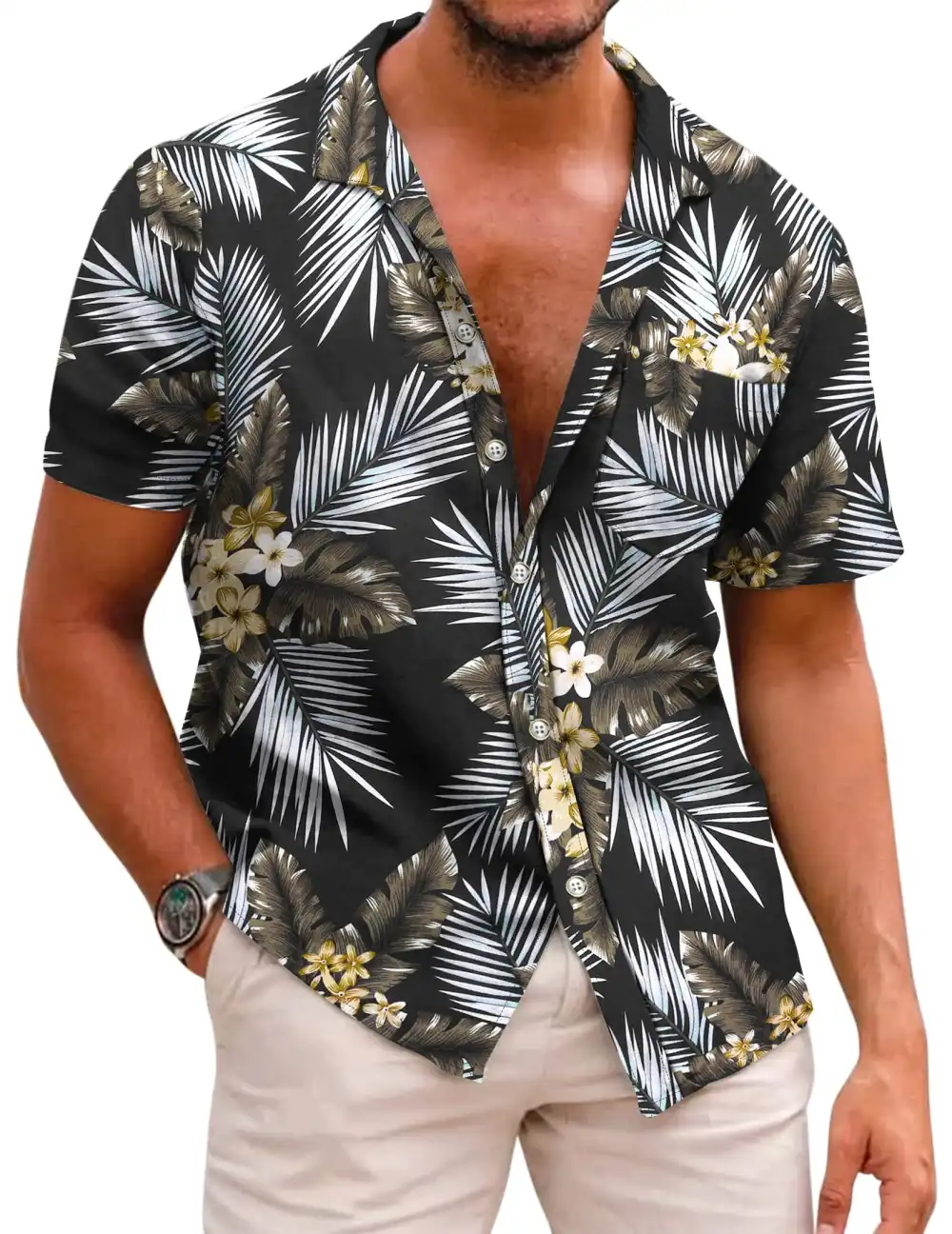Cotton Linen Printed Button Front Shirt