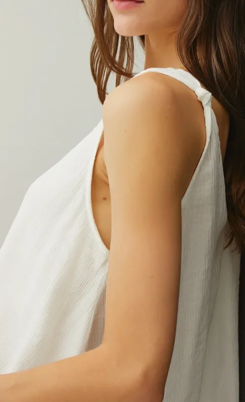 White Knot Oversized V-Neck Tank Top