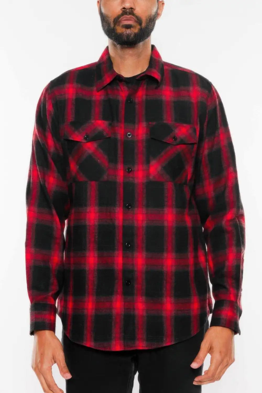 Full Plaid Checkered Flannel Long Sleeve Shirt