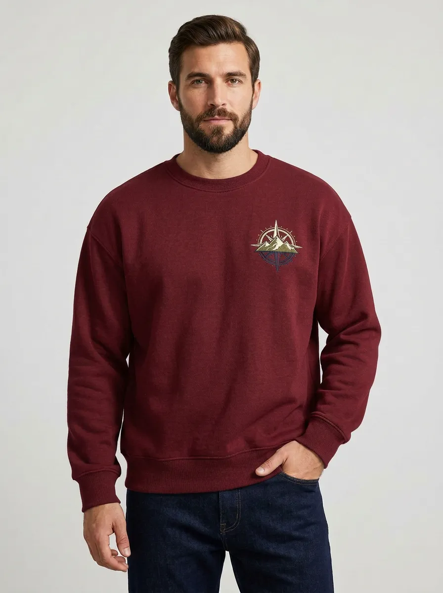 Men's Charcoal Grey Adventure Compass Mountain Fleece Sweatshirt